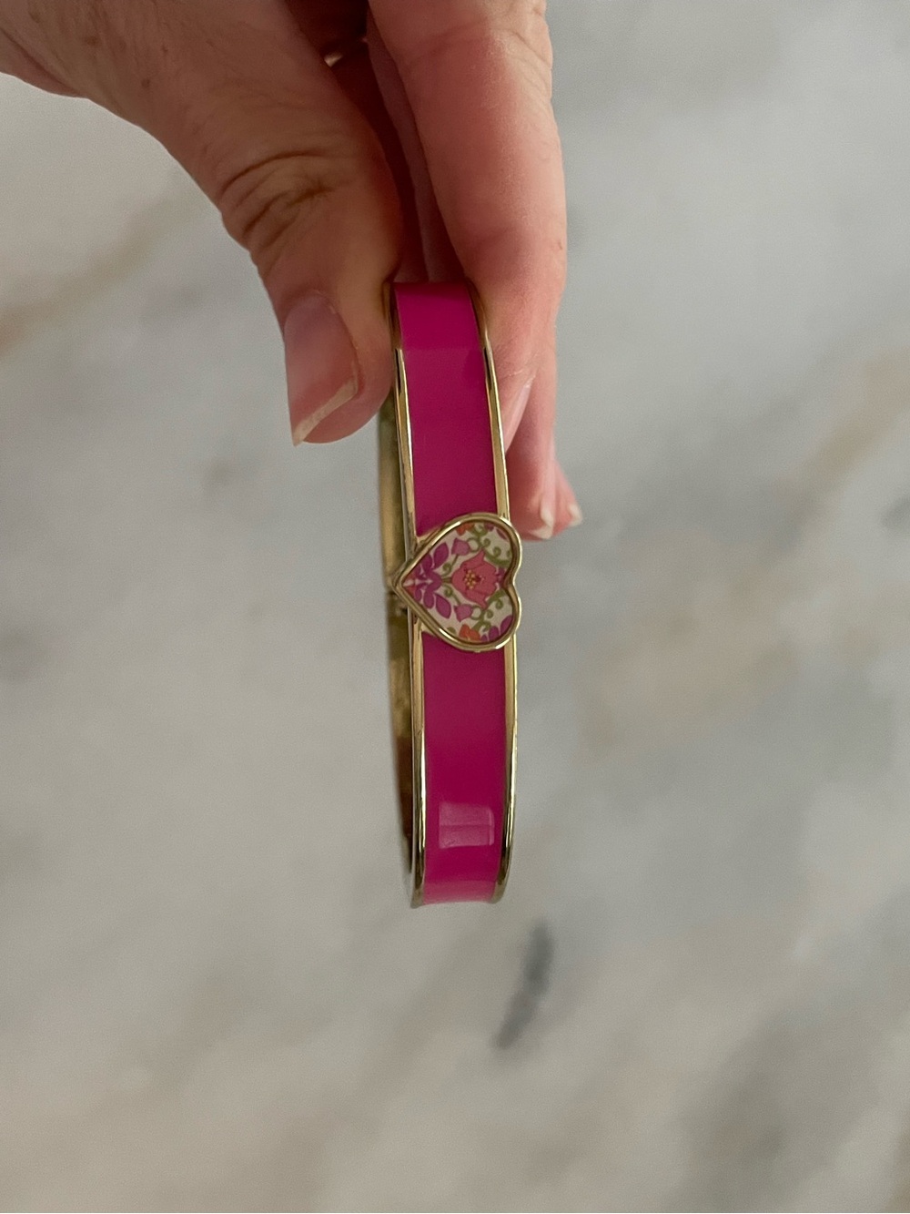Vera Bradley Hot Pink Enamel Heart Bangle Bracelet